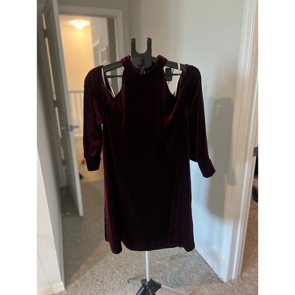Laundry by Shelli Segal Burgundy Cold Shoulder Velvet Occasion Dress Size M - Picture 1 of 9